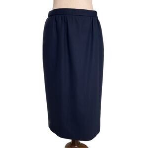 Pendleton Vintage Women's Wool Skirt Midi Length Fully Lined sz 12 Navy Blue